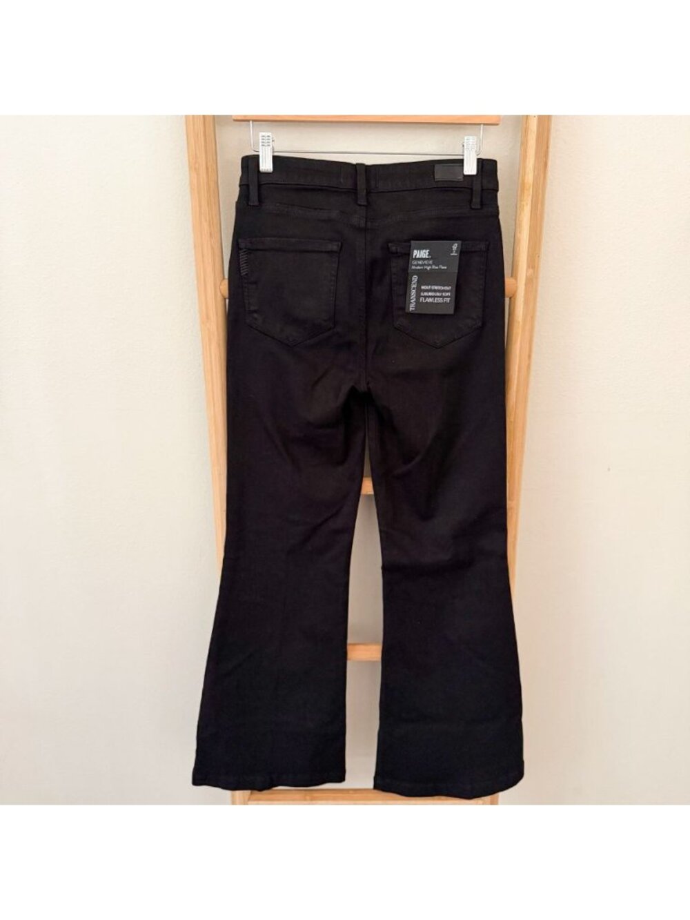 NWT PAIGE Genevieve Flare Jeans Black Shadow High Rise Size 27 - Picture 9 of 12